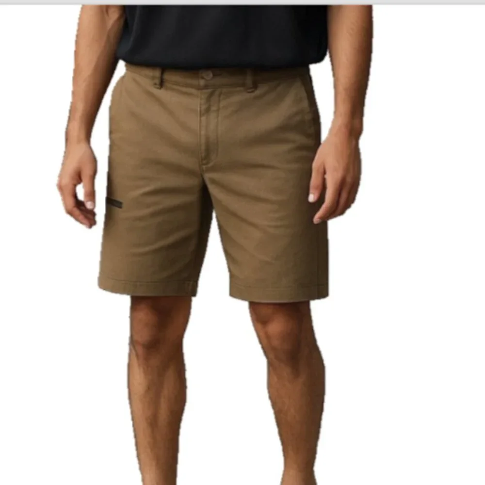 Burnside Men’s Khaki Shorts Sz 34 Lightweight Zip Pockets Casual 10” Inseam